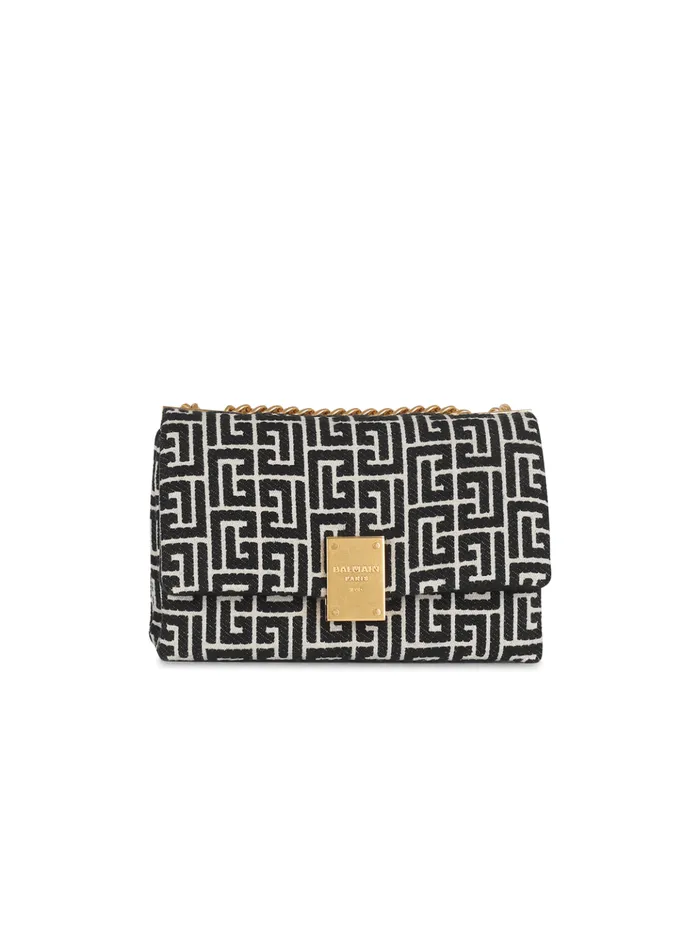1945 Soft Small Bag With Jacquard Monogram Black Women Balmain Crossbody Bags