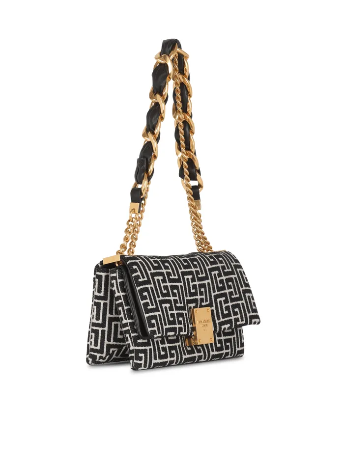 1945 Soft Small Bag With Jacquard Monogram Black Women Balmain Crossbody Bags