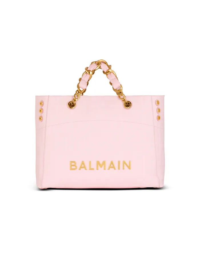 1945 Soft Tote Bag In Grained Calfskin Pink Women Balmain Tote Bags