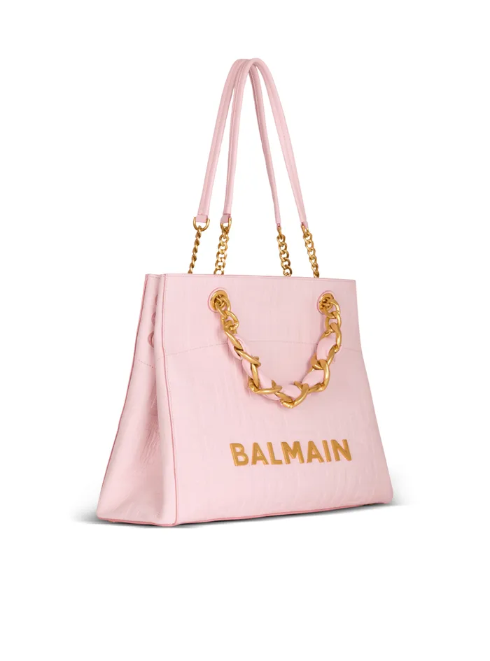 1945 Soft Tote Bag In Grained Calfskin Pink Women Balmain Tote Bags