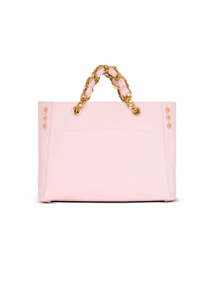 1945 Soft Tote Bag In Grained Calfskin Pink Women Balmain Tote Bags
