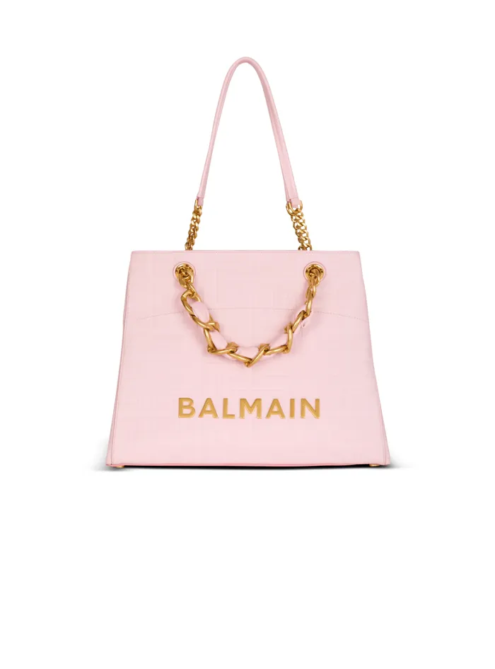 1945 Soft Tote Bag In Grained Calfskin Pink Women Balmain Tote Bags
