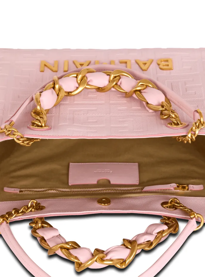 1945 Soft Tote Bag In Grained Calfskin Pink Women Balmain Tote Bags