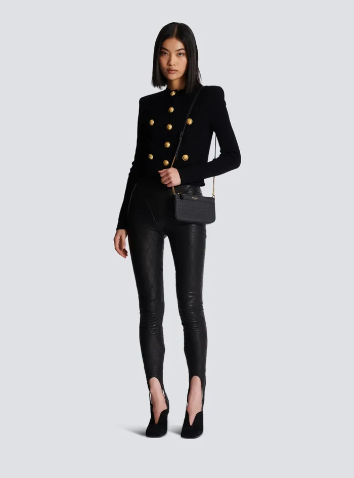 1945 Soft Zipped Mini Bag In Grained Calfskin Black Women Balmain Mini Bags