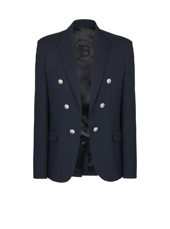 6button Wool Jacket Navy Men Balmain Jackets And Blazers