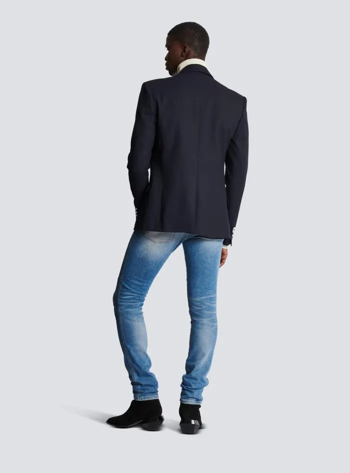 6button Wool Jacket Navy Men Balmain Jackets And Blazers