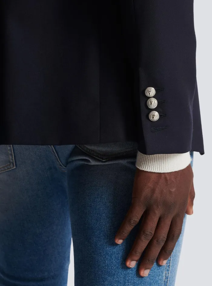 6button Wool Jacket Navy Men Balmain Jackets And Blazers