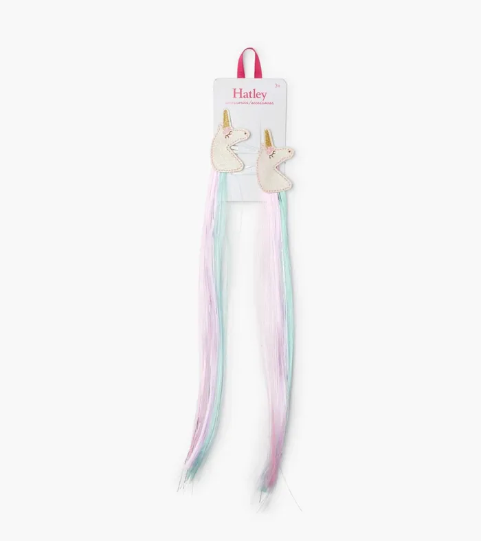 Accessories Girls Hatley Unicorn 2 Pack Faux Hair Clip In Extensions