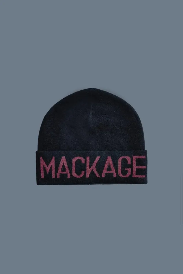 Accessories Kids Mackage KIKO Knit Merino Blend Logo Hat For Kids Blackgarnet