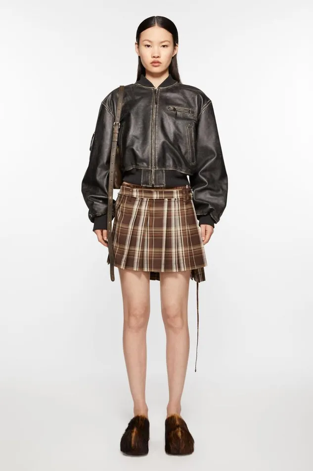 Acne Studios Asymmetric Pleated Skirt Brownbeige Women Skirts