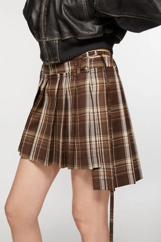 Acne Studios Asymmetric Pleated Skirt Brownbeige Women Skirts