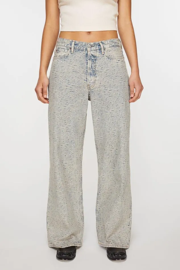 Acne Studios Baggy Fit Jeans 8211 1981F Monogram Bluebeige Women Jeans