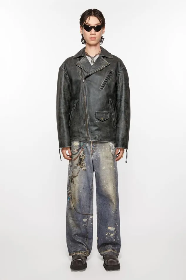 Acne Studios Biker Leather Jacket Black Men Outerwear