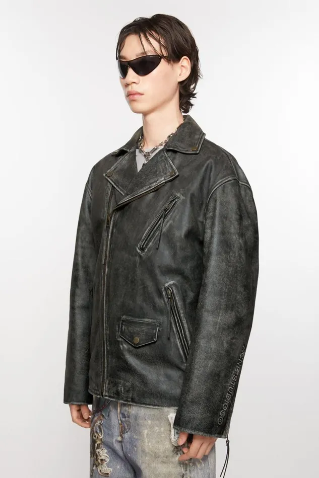 Acne Studios Biker Leather Jacket Black Men Outerwear Acne Studios Biker Leather Jacket Black Men Outerwear