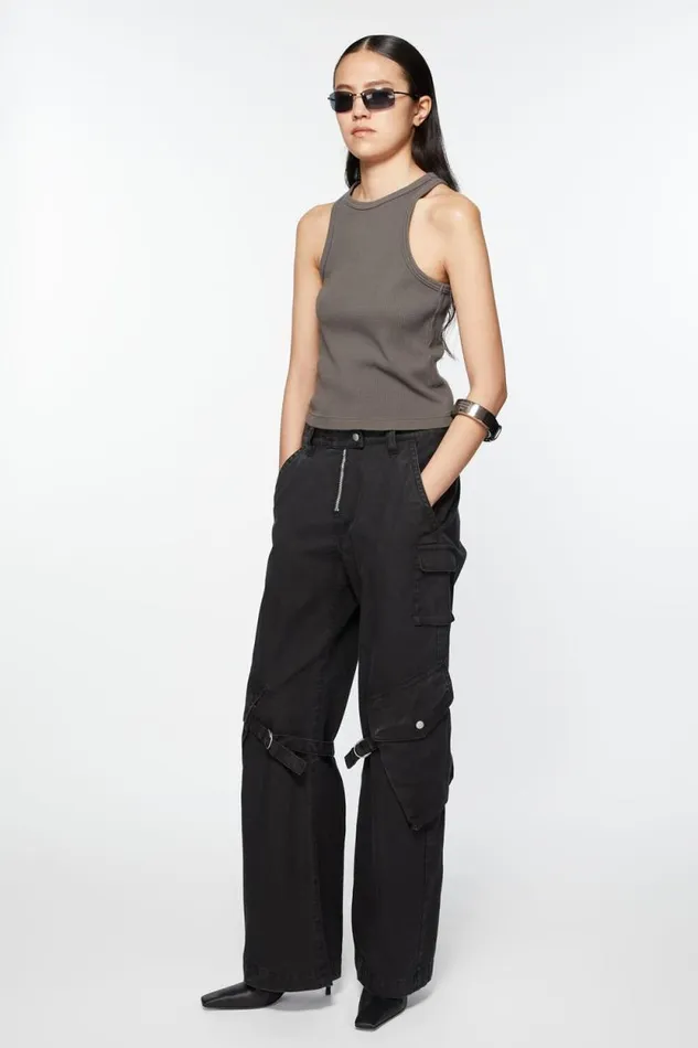 Acne Studios Cargo Trousers Charcoal Grey Women Trousers Acne Studios Cargo Trousers Charcoal Grey Women Trousers