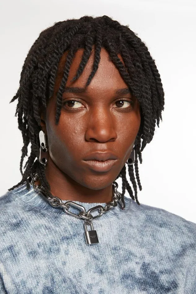Acne Studios Chain Lock Earring Silver Men Jewellery