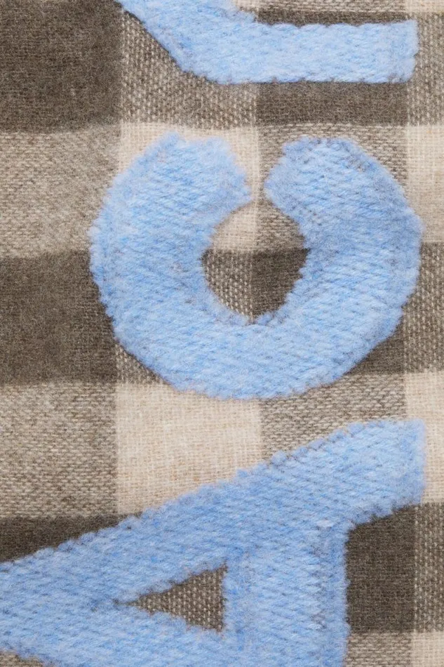 Acne Studios Check Logo Scarf 8211 Narrow Brownblue Women Scarves