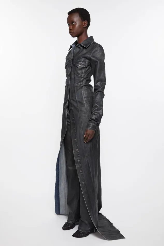 Acne Studios Coated Denim Dress Blackmid Blue Women Dresses Acne Studios Coated Denim Dress Blackmid Blue Women Dresses