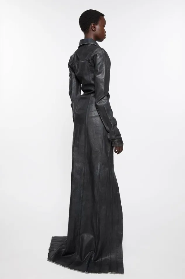 Acne Studios Coated Denim Dress Blackmid Blue Women Dresses Acne Studios Coated Denim Dress Blackmid Blue Women Dresses