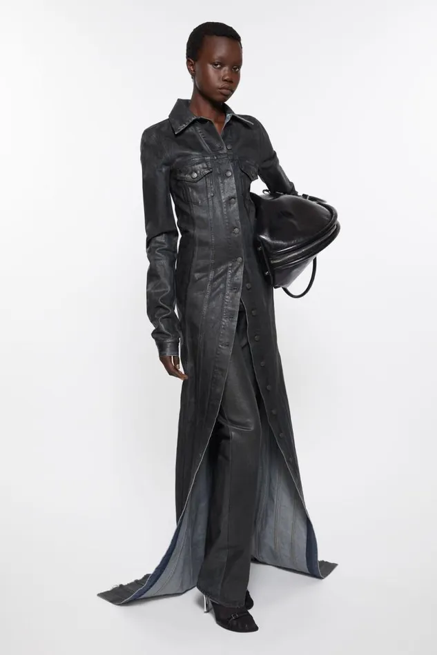 Acne Studios Coated Denim Dress Blackmid Blue Women Dresses Acne Studios Coated Denim Dress Blackmid Blue Women Dresses