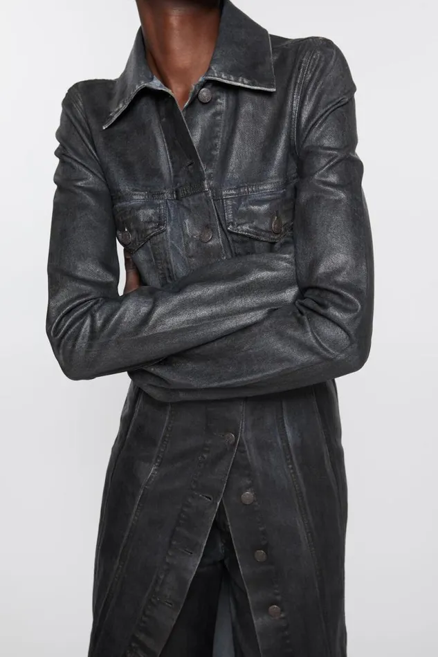 Acne Studios Coated Denim Dress Blackmid Blue Women Dresses Acne Studios Coated Denim Dress Blackmid Blue Women Dresses