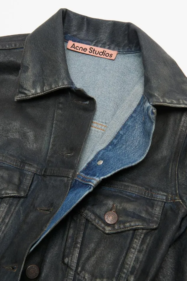 Acne Studios Coated Denim Dress Blackmid Blue Women Dresses Acne Studios Coated Denim Dress Blackmid Blue Women Dresses