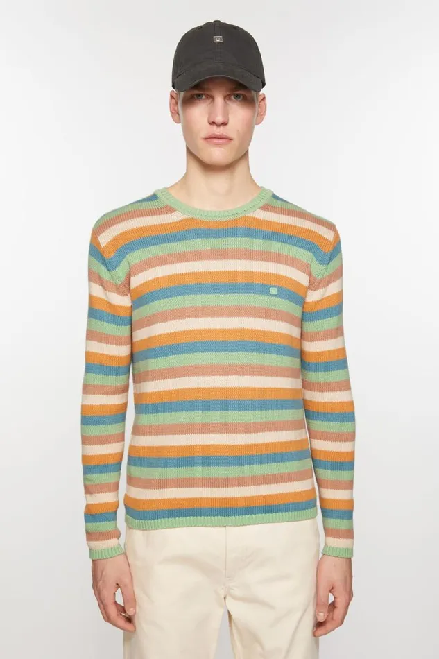 Acne Studios Crew Neck Sweater Mint Greenmulti Men Knitwear