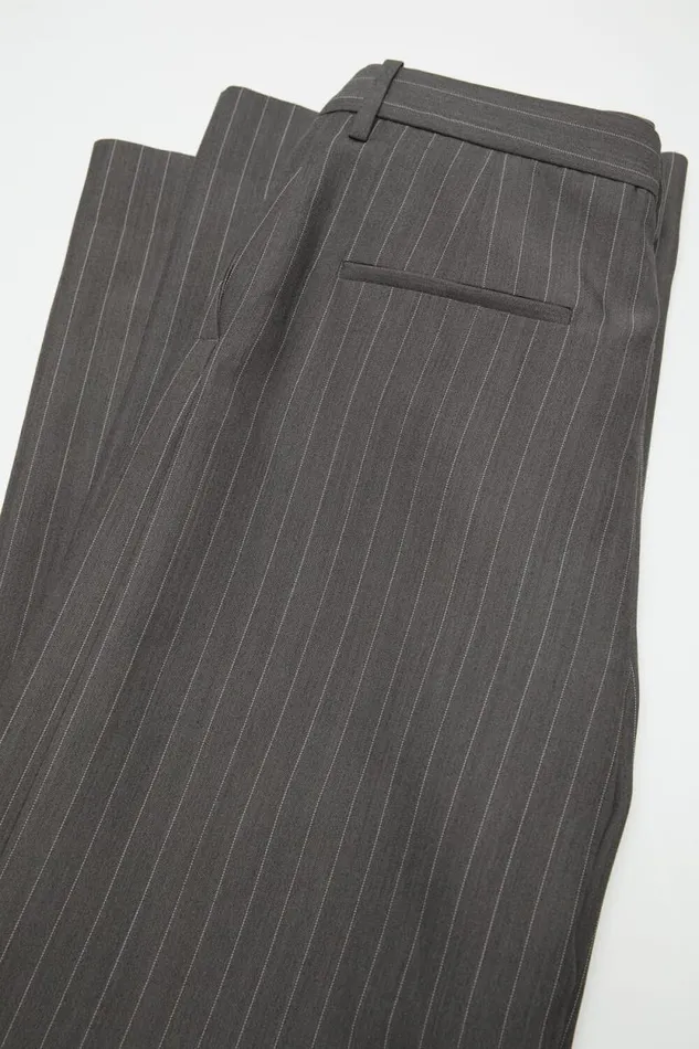 Acne Studios Deconstructed Pinstripe Trousers Grey Melange Women Trousers Acne Studios Deconstructed Pinstripe Trousers Grey Melange Women Trousers