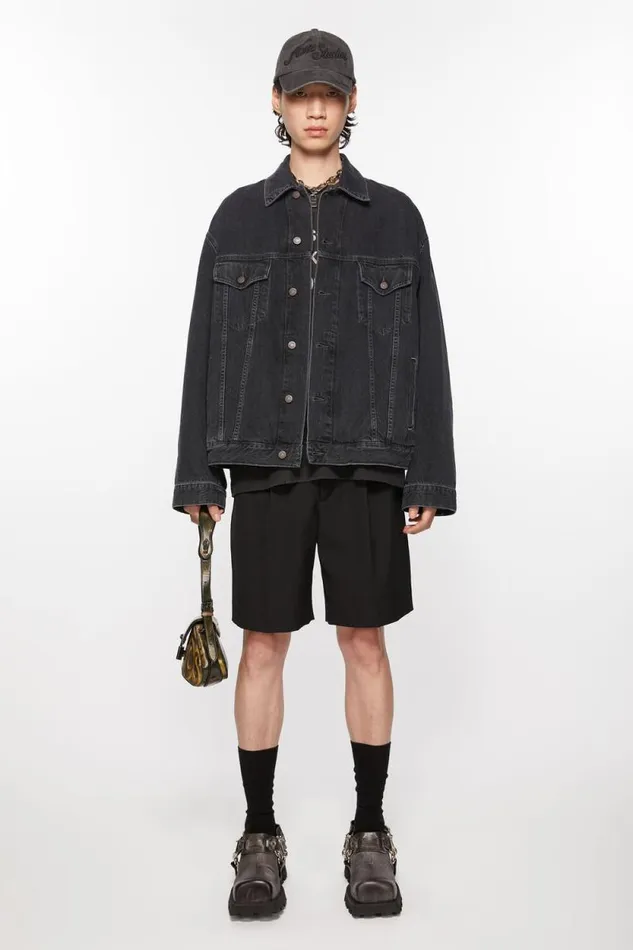 Acne Studios Denim Jacket 8211 Relaxed Fit Black Women Outerwear