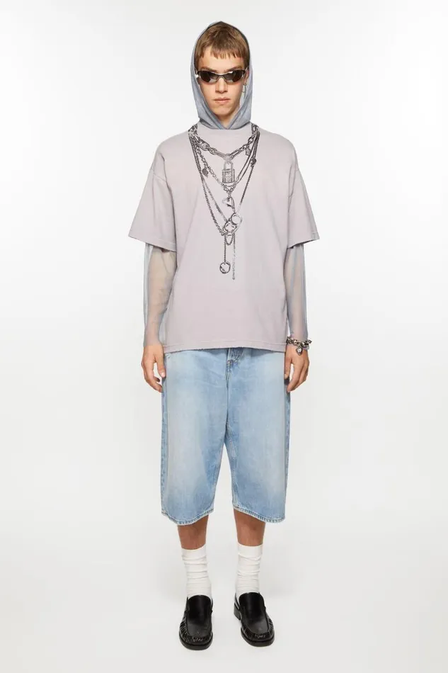 Acne Studios Denim Shorts 8211 Loose Fit Light Blue Men Shorts