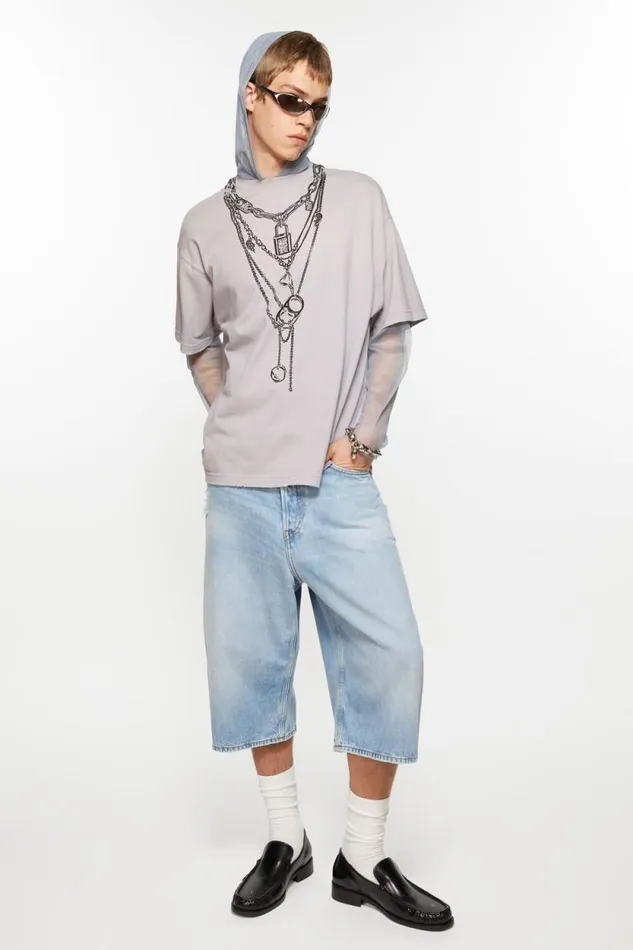 Acne Studios Denim Shorts 8211 Loose Fit Light Blue Men Shorts
