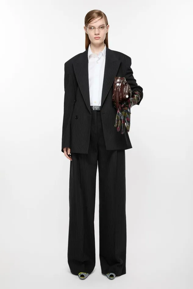 Acne Studios Doublebreasted Pinstripe Jacket Black Women Suit Jackets