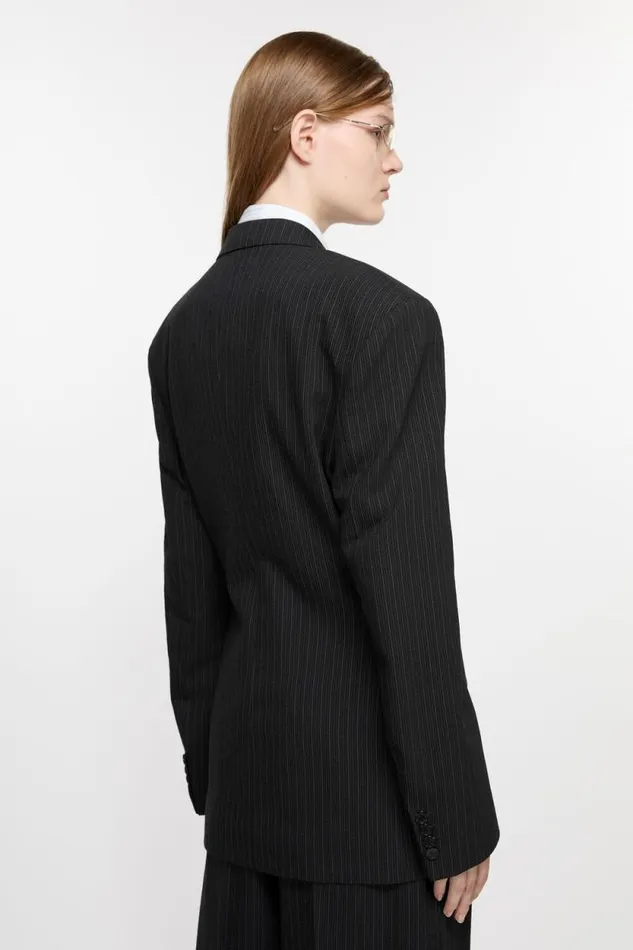 Acne Studios Doublebreasted Pinstripe Jacket Black Women Suit Jackets Acne Studios Doublebreasted Pinstripe Jacket Black Women Suit Jackets