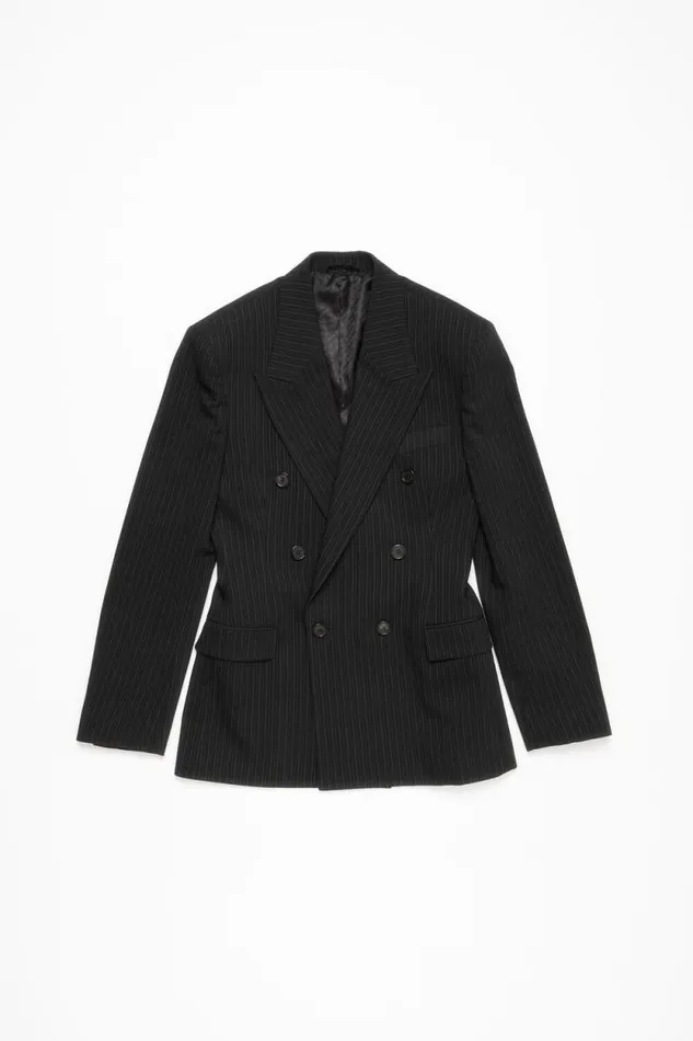 Acne Studios Doublebreasted Pinstripe Jacket Black Women Suit Jackets Acne Studios Doublebreasted Pinstripe Jacket Black Women Suit Jackets