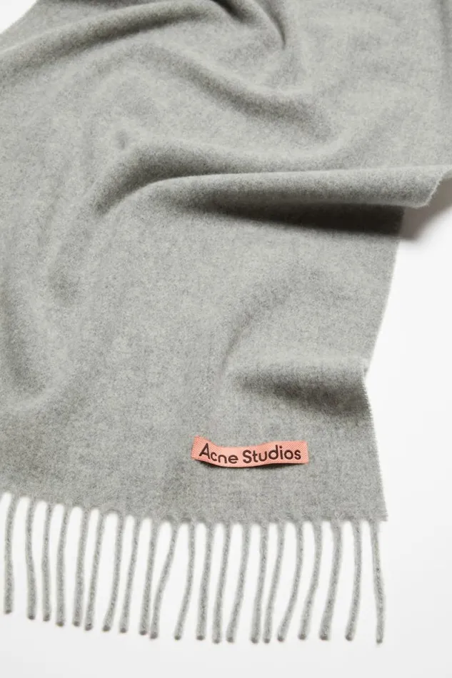 Acne Studios Fringe Wool Scarf 8211 Narrow Light Grey Melange Men Scarves