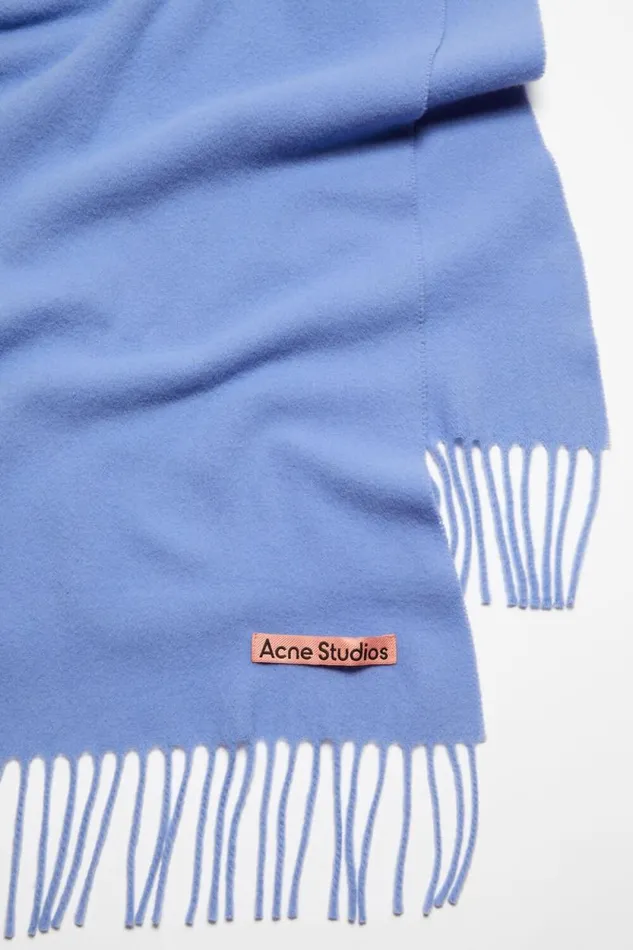Acne Studios Fringe Wool Scarf 8211 Narrow Sweet Blue Men Scarves