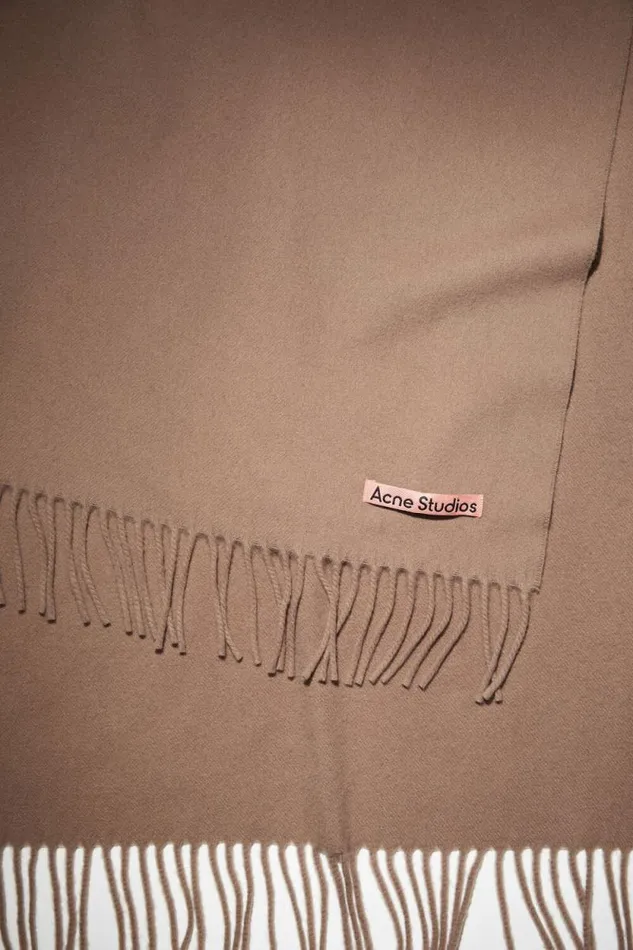 Acne Studios Fringe Wool Scarf 8211 Oversized Caramel Brown Men Scarves