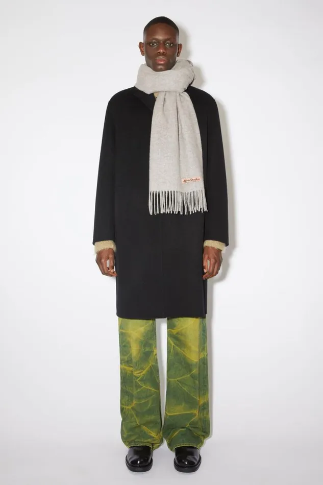 Acne Studios Fringe Wool Scarf 8211 Oversized Light Grey Melange Men Scarves