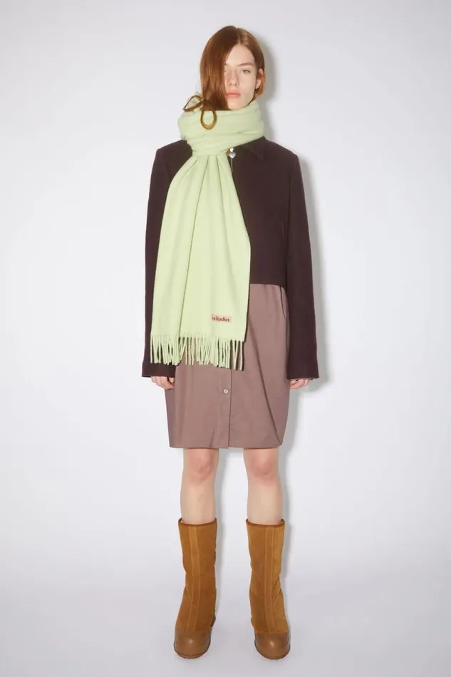 Acne Studios Fringe Wool Scarf 8211 Oversized Pale Green Men Scarves