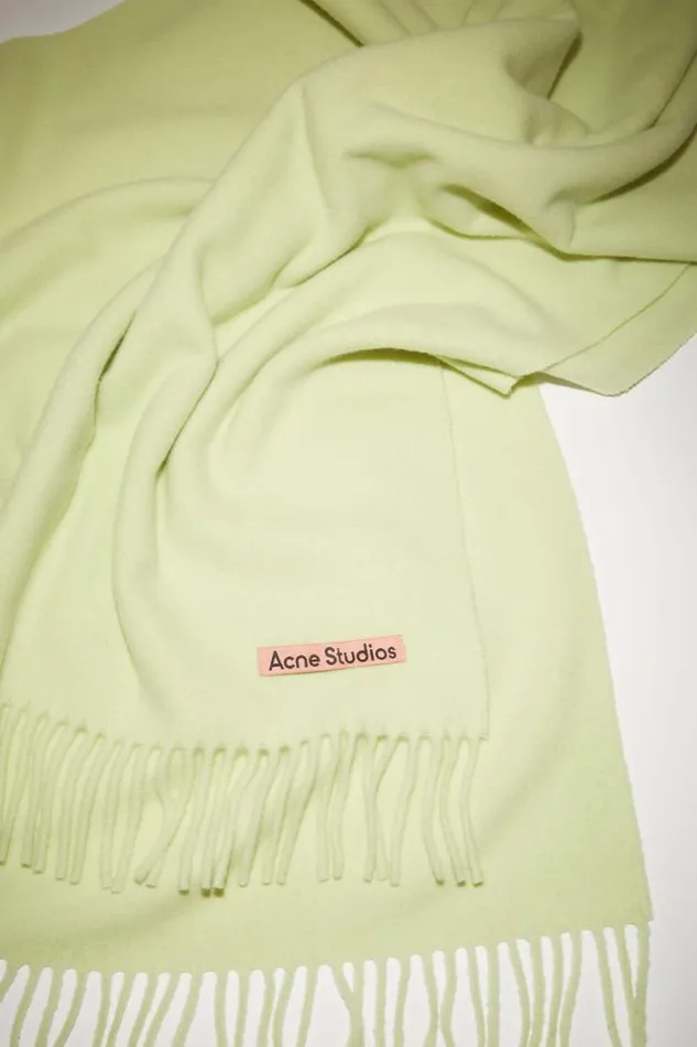 Acne Studios Fringe Wool Scarf 8211 Oversized Pale Green Men Scarves