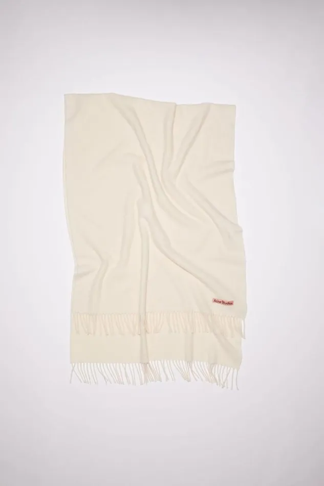 Acne Studios Fringe Wool Scarf 8211 Oversized Warm White Women Scarves