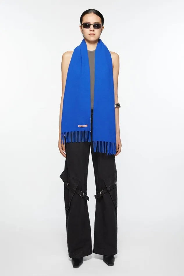 Acne Studios Fringe Wool Scarf 8211 Skinny Royal Blue Women Scarves Acne Studios Fringe Wool Scarf 8211 Skinny Royal Blue Women Scarves