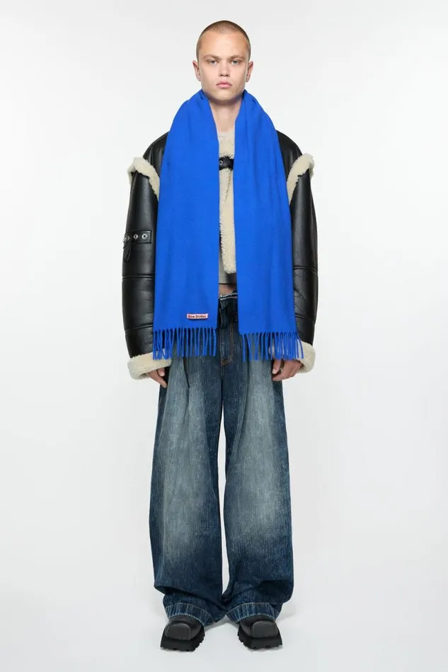 Acne Studios Fringe Wool Scarf 8211 Skinny Royal Blue Women Scarves Acne Studios Fringe Wool Scarf 8211 Skinny Royal Blue Women Scarves