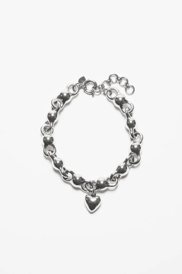 Acne Studios Heart Charm Necklace Antique Silver Men Jewellery