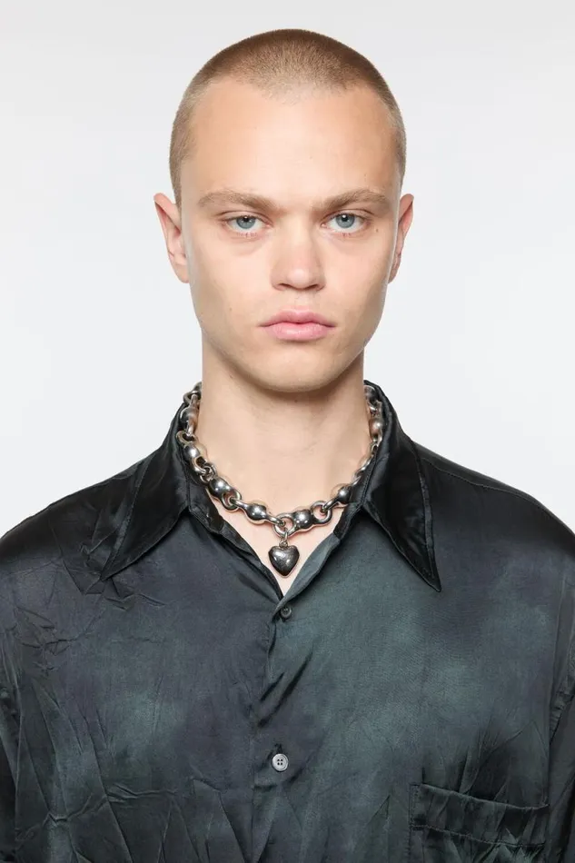 Acne Studios Heart Charm Necklace Antique Silver Men Jewellery Acne Studios Heart Charm Necklace Antique Silver Men Jewellery