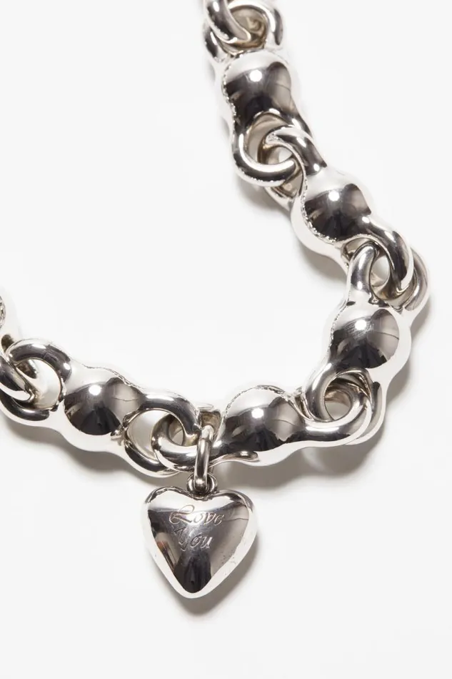 Acne Studios Heart Charm Necklace Antique Silver Men Jewellery Acne Studios Heart Charm Necklace Antique Silver Men Jewellery