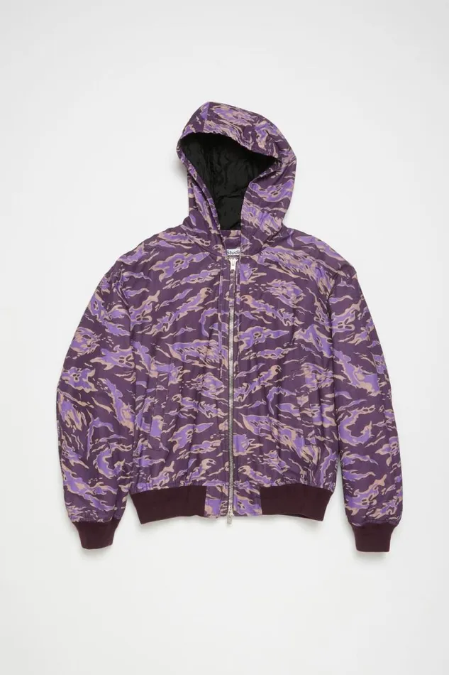 Acne Studios Hooded Padded Jacket Purple Multi Men Outerwear Acne Studios Hooded Padded Jacket Purple Multi Men Outerwear