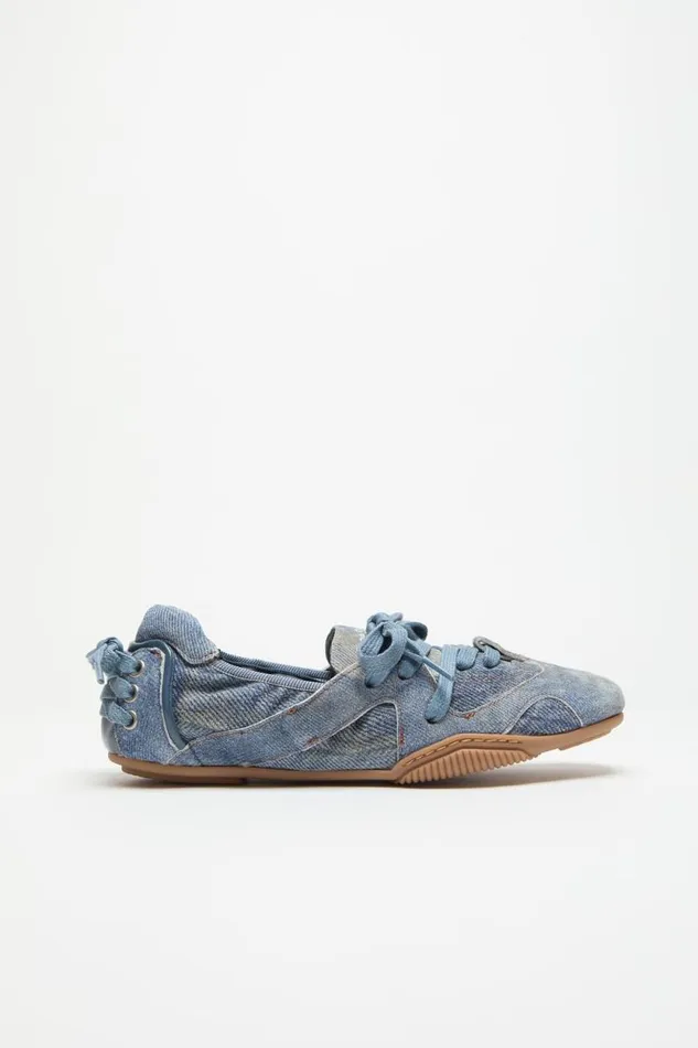 Acne Studios Laceup Leather Shoes Light Blue Women Shoes
