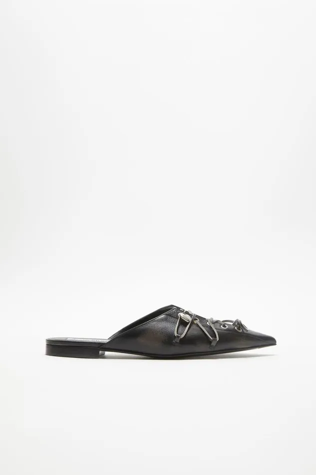 Acne Studios Laceup Mules Black Women Shoes