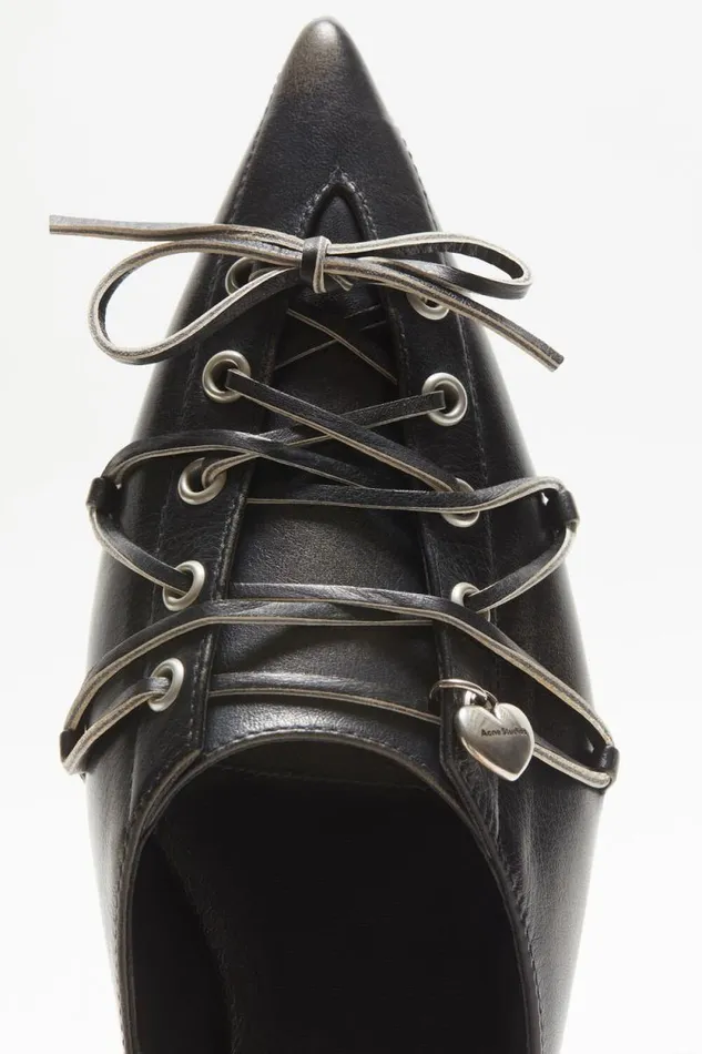 Acne Studios Laceup Mules Black Women Shoes Acne Studios Laceup Mules Black Women Shoes